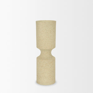 Mercana Akira Small Textured Metal Pillar Candle Holder – Elevate Your Space with Modern Organic Design Beige | Large 71151