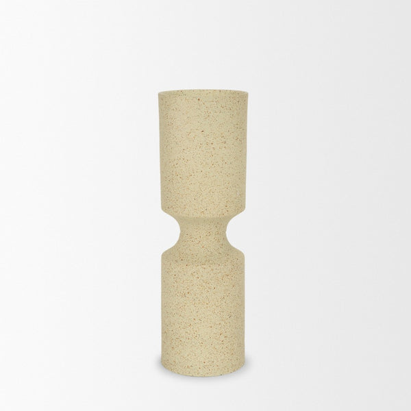 Mercana Akira Small Textured Metal Pillar Candle Holder – Elevate Your Space with Modern Organic Design Beige | Large 71151