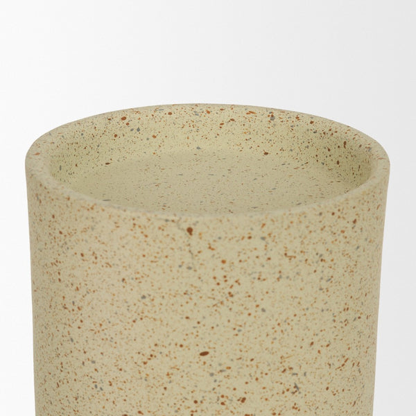 Mercana Akira Small Textured Metal Pillar Candle Holder – Elevate Your Space with Modern Organic Design Beige | Large 71151