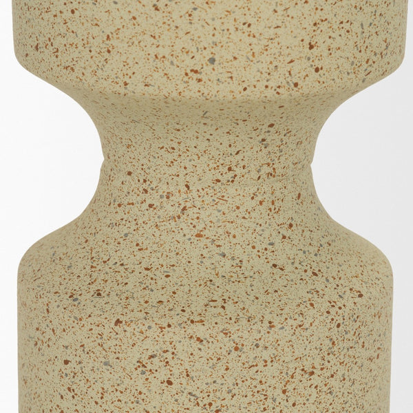 Mercana Akira Small Textured Metal Pillar Candle Holder – Elevate Your Space with Modern Organic Design Beige | Large 71151