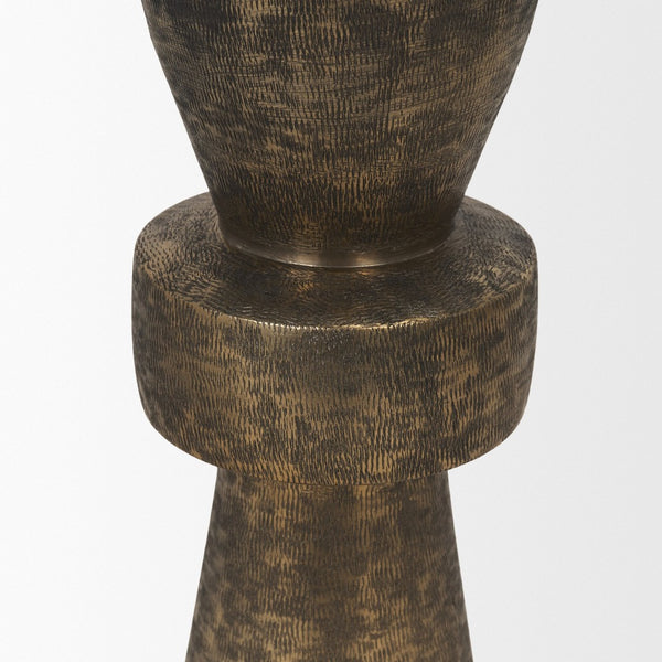 Mercana Odilia Textured Gold Metal Geometric Candle Holder for Elegant Home Decor & Centerpiece Accent Antique Gold | Small 71154