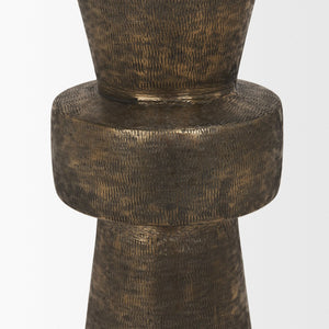 Mercana Odilia Textured Gold Metal Geometric Candle Holder for Elegant Home Decor & Centerpiece Accent Antique Gold | Large 71155