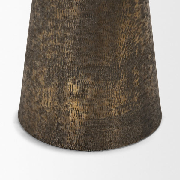 Mercana Odilia Textured Gold Metal Geometric Candle Holder for Elegant Home Decor & Centerpiece Accent Antique Gold | Large 71155