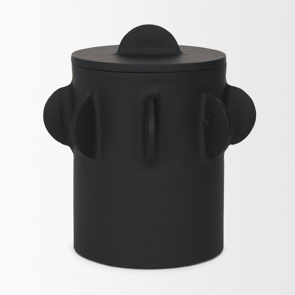Mercana Deacon Decorative Canister with Sculptural Handles for Modern Home Décor and Stylish Organization Matte Black | Large 71161