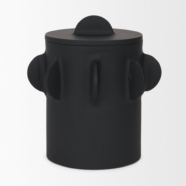 Mercana Deacon Decorative Canister with Sculptural Handles for Modern Home Décor and Stylish Organization Matte Black | Large 71161