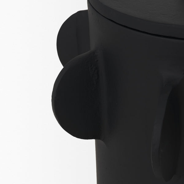 Mercana Deacon Decorative Canister with Sculptural Handles for Modern Home Décor and Stylish Organization Matte Black | Large 71161
