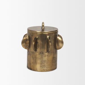 Mercana Deacon Sculptural Metal Canister - Bold Geometric Design with Richly Textured Finish for Decor Antique Gold | Small 71162