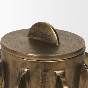Mercana Deacon Sculptural Metal Canister - Bold Geometric Design with Richly Textured Finish for Decor Antique Gold | Small 71162