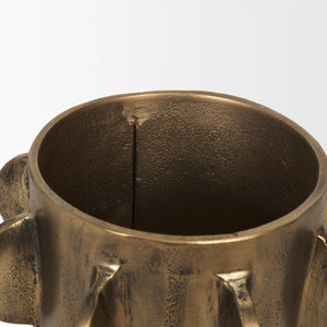 Mercana Deacon Sculptural Metal Canister - Bold Geometric Design with Richly Textured Finish for Decor Antique Gold | Small 71162