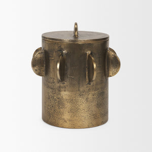 Mercana Deacon Sculptural Metal Canister - Bold Geometric Design with Richly Textured Finish for Decor Antique Gold | Large 71163