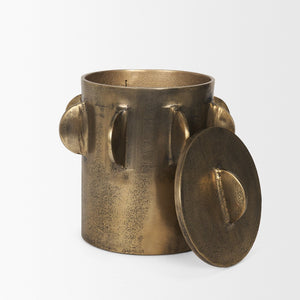 Mercana Deacon Sculptural Metal Canister - Bold Geometric Design with Richly Textured Finish for Decor Antique Gold | Large 71163