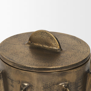 Mercana Deacon Sculptural Metal Canister - Bold Geometric Design with Richly Textured Finish for Decor Antique Gold | Large 71163