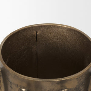 Mercana Deacon Sculptural Metal Canister - Bold Geometric Design with Richly Textured Finish for Decor Antique Gold | Large 71163