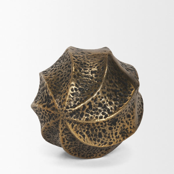 Mercana Imani Sculptural Textured Metal Decorative Orb Accent for Elegant Home Décor and Styling Antique Gold | Small 71164