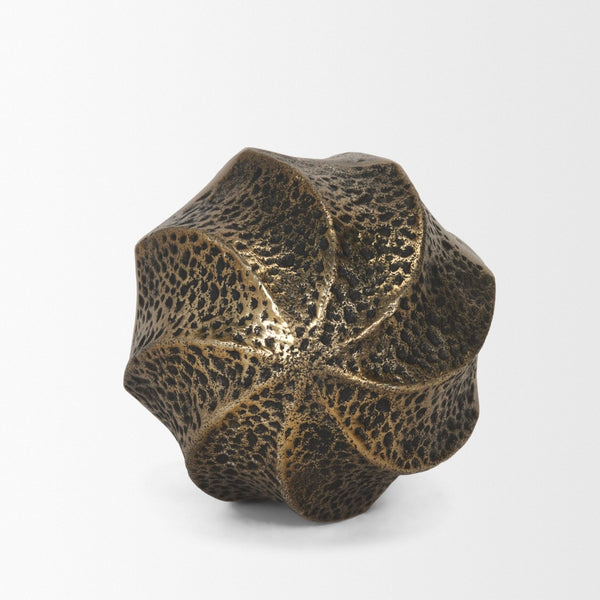 Mercana Imani Sculptural Textured Metal Decorative Orb Accent for Elegant Home Décor and Styling Antique Gold | Small 71164