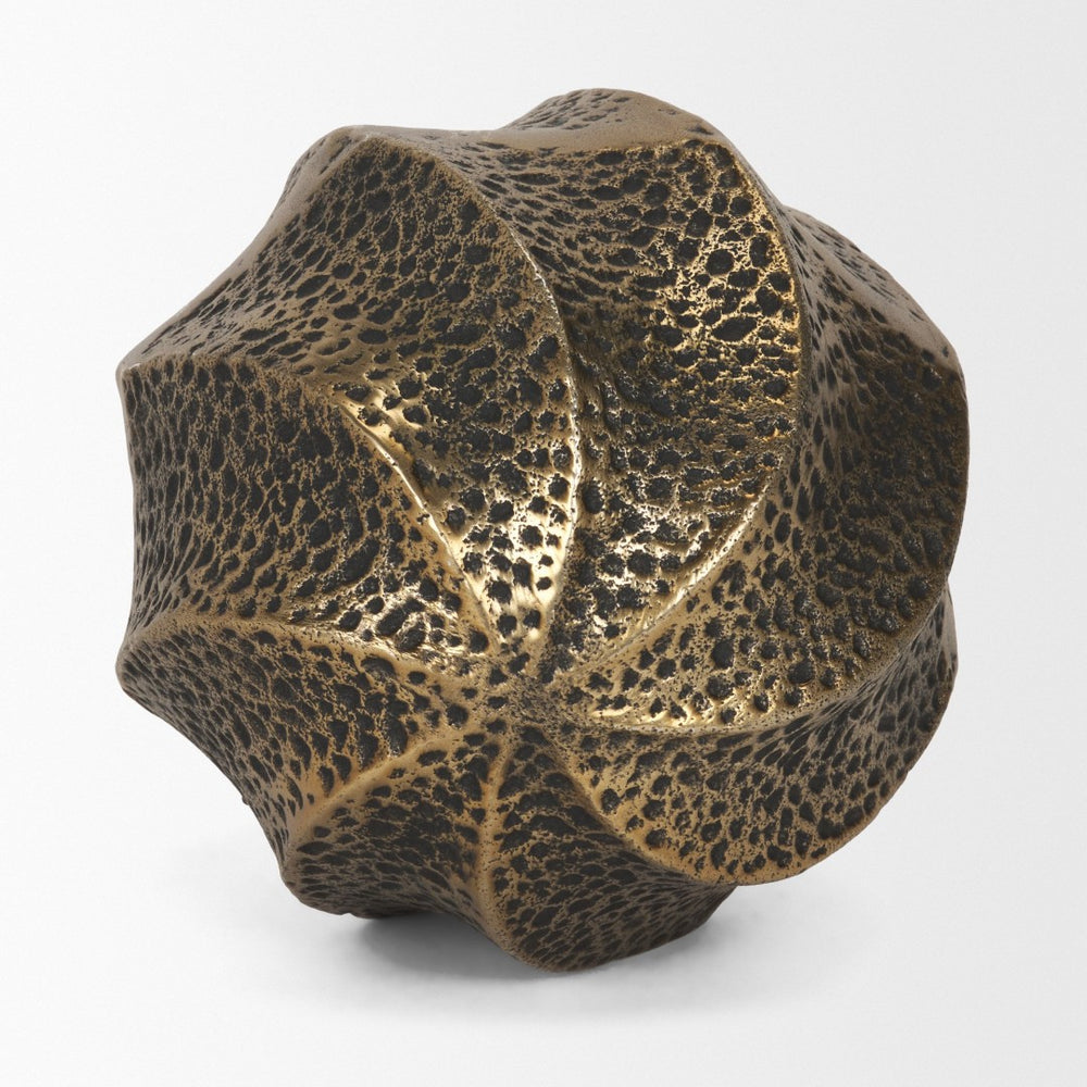 Mercana Imani Sculptural Textured Metal Decorative Orb Accent for Elegant Home Décor and Styling Antique Gold | Large 71165