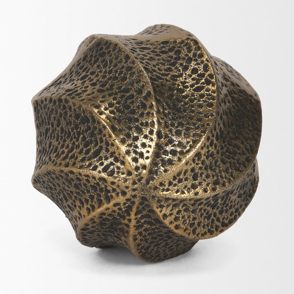 Mercana Imani Sculptural Textured Metal Decorative Orb Accent for Elegant Home Décor and Styling Antique Gold | Large 71165
