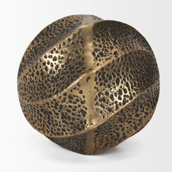Mercana Imani Sculptural Textured Metal Decorative Orb Accent for Elegant Home Décor and Styling Antique Gold | Large 71165