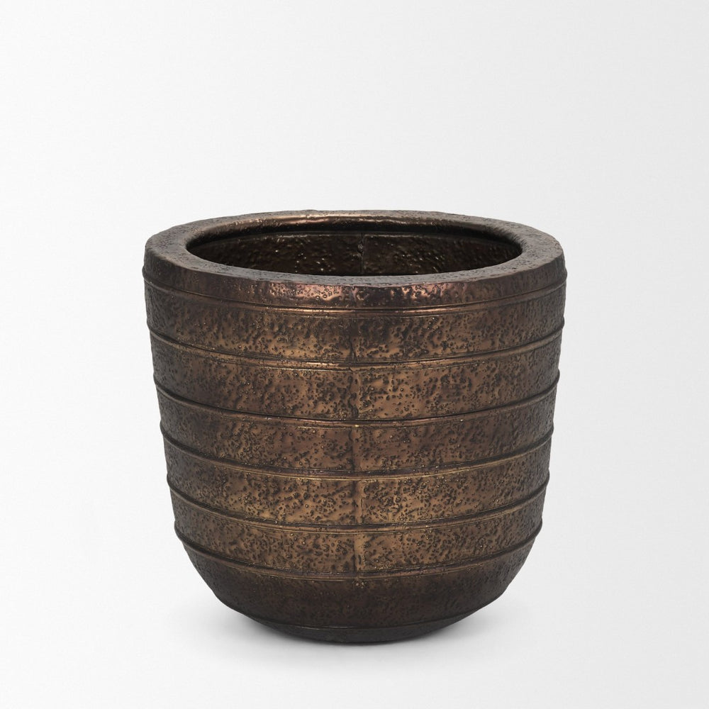 Mercana Aivana Large Textured Metal Floor Vase - Bold Vintage Charm for Stylish Home Décor and Arrangements Antique Gold | Large 71168