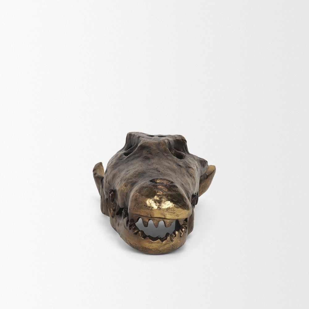 Mercana Alistair Decorative Skull Accent - Intricately Detailed Cast Metal Object for Modern Home Decor 71170