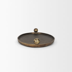 Mercana Jianna Oval Textured Metal Tray with Handles - Elegant Sandcast Design for Tabletop & Home Décor Antique Gold | Large 71172