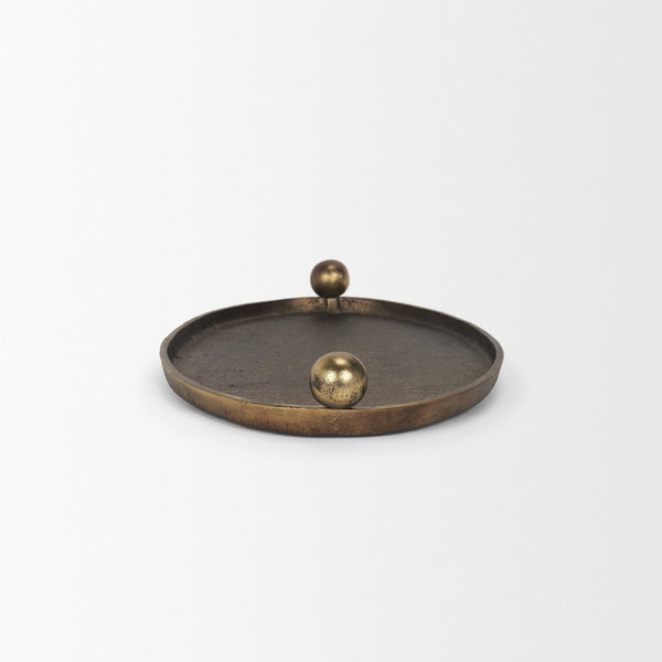 Mercana Jianna Oval Textured Metal Tray with Handles - Elegant Sandcast Design for Tabletop & Home Décor Antique Gold | Large 71172