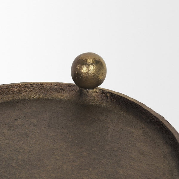 Mercana Jianna Oval Textured Metal Tray with Handles - Elegant Sandcast Design for Tabletop & Home Décor Antique Gold | Large 71172