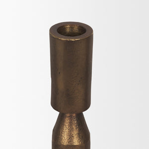 Mercana Declan Sculptural Brass Taper Candle Holders - Elegant Texture and Warm Glow for Any Decor Style Antique Gold | Set of 3 71173