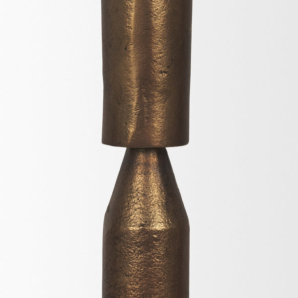 Mercana Declan Sculptural Brass Taper Candle Holders - Elegant Texture and Warm Glow for Any Decor Style Antique Gold | Set of 3 71173