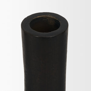 Mercana Declan Sculptural Brass Taper Candle Holders - Elegant Texture and Warm Glow for Any Decor Style Matte Black | Set of 3 71174