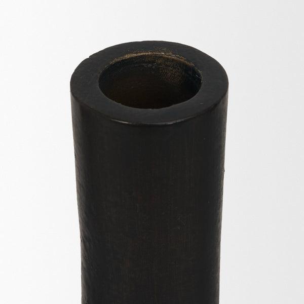 Mercana Declan Sculptural Brass Taper Candle Holders - Elegant Texture and Warm Glow for Any Decor Style Matte Black | Set of 3 71174