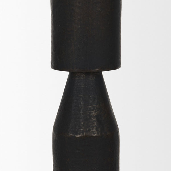 Mercana Declan Sculptural Brass Taper Candle Holders - Elegant Texture and Warm Glow for Any Decor Style Matte Black | Set of 3 71174