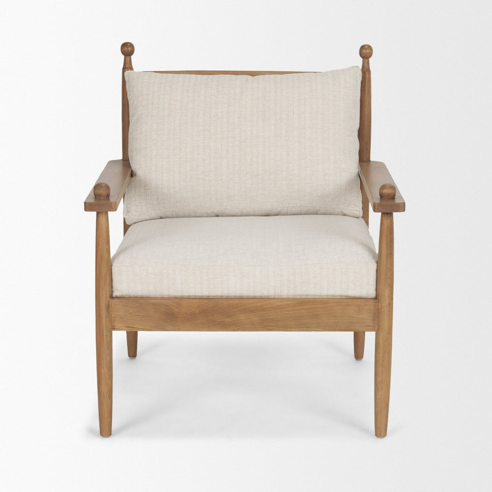 Mercana Danni Elegant Beige Upholstered Accent Chair with Beech Wood Frame for Stylish Living Spaces 71178