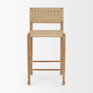 Mercana Brinley Woven Stool with Ergonomic Design and Rustic Charm for Farmhouse or Coastal Spaces 71179