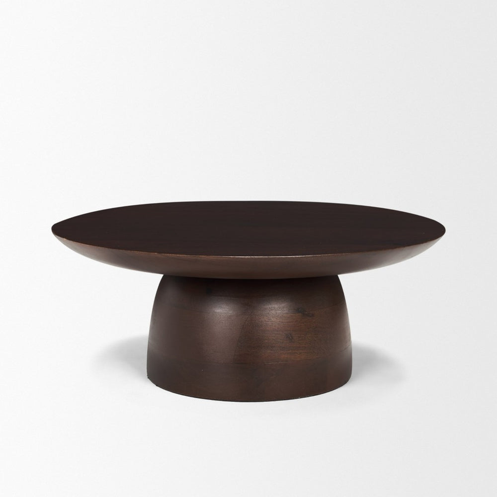 Mercana Sadira Round Riser – Elevate Your Tabletop with a Contemporary Solid Mango Wood Pedestal Design Medium Dark Brown | Wood | Small 71183