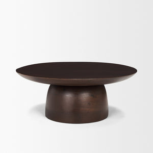 Mercana Sadira Round Riser – Elevate Your Tabletop with a Contemporary Solid Mango Wood Pedestal Design Medium Dark Brown | Wood | Small 71183