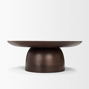 Mercana Sadira Round Riser – Elevate Your Tabletop with a Contemporary Solid Mango Wood Pedestal Design Medium Dark Brown | Wood | Small 71183