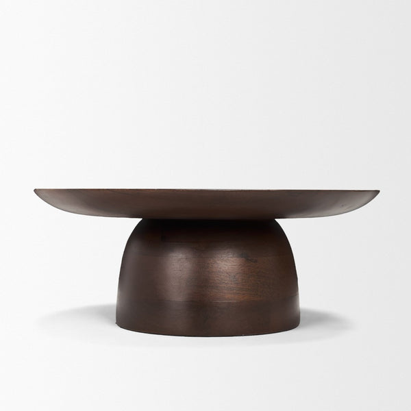 Mercana Sadira Round Riser – Elevate Your Tabletop with a Contemporary Solid Mango Wood Pedestal Design Medium Dark Brown | Wood | Small 71183