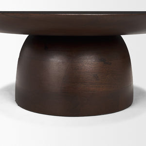Mercana Sadira Round Riser – Elevate Your Tabletop with a Contemporary Solid Mango Wood Pedestal Design Medium Dark Brown | Wood | Small 71183
