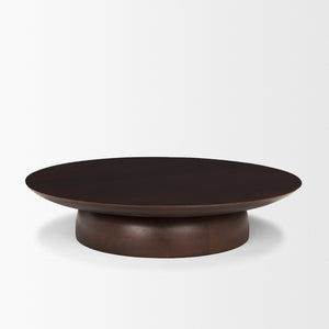 Mercana Sadira Round Riser – Elevate Your Tabletop with a Contemporary Solid Mango Wood Pedestal Design Medium Dark Brown | Wood | Large 71184