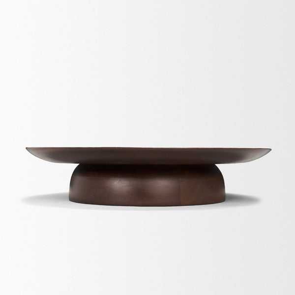 Mercana Sadira Round Riser – Elevate Your Tabletop with a Contemporary Solid Mango Wood Pedestal Design Medium Dark Brown | Wood | Large 71184