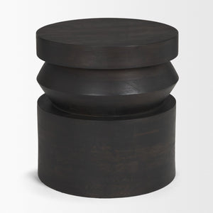 Mercana Rashama Sculptural Round Accent Table with Stacked Geometric Design for Modern Living Spaces 71185