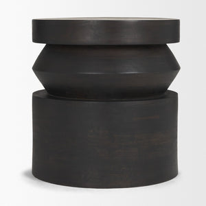 Mercana Rashama Sculptural Round Accent Table with Stacked Geometric Design for Modern Living Spaces 71185