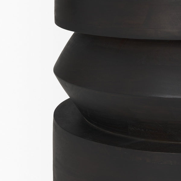 Mercana Rashama Sculptural Round Accent Table with Stacked Geometric Design for Modern Living Spaces 71185