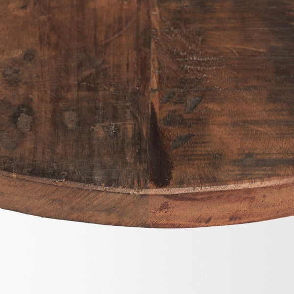 Mercana Kerra Artisan-Crafted Round Wood Tray - Rustic Tabletop Accent with Unique Grain and Sculptural Feet Reclaimed Wood | Large 71187