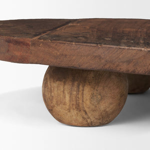Mercana Kerra Artisan-Crafted Round Wood Tray - Rustic Tabletop Accent with Unique Grain and Sculptural Feet Reclaimed Wood | Large 71187