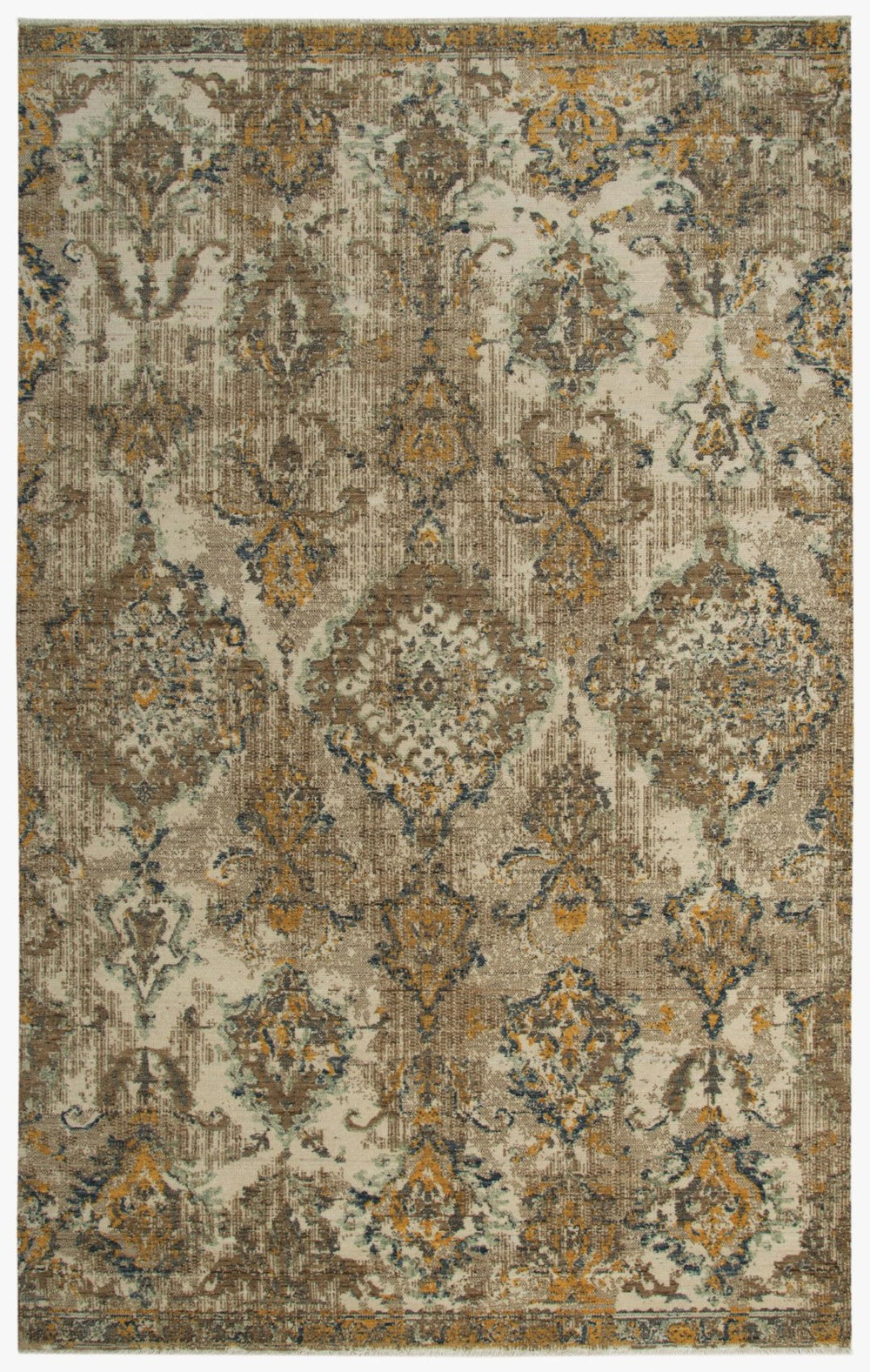 Alora Decor Intrepid Handcrafted Wool Rug With Distressed Neutral Palette, Low Pile And Short Fringe For Durable Elegance 5' x 8' 01001010104120508