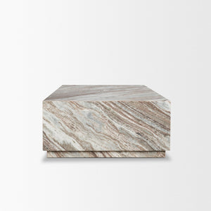 Mercana Matteo Solid Marble Coffee Table – Sculptural Centerpiece with Hidden Casters for Modern Living Spaces 71190