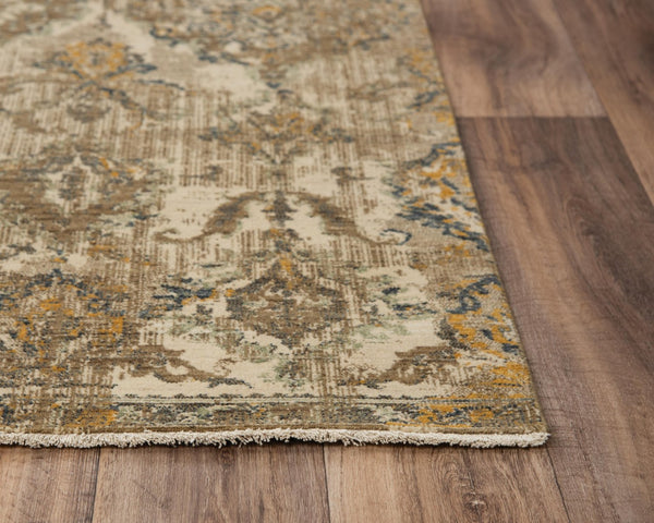 Alora Decor Intrepid Handcrafted Wool Rug With Distressed Neutral Palette, Low Pile And Short Fringe For Durable Elegance 5' x 8' 01001010104120508