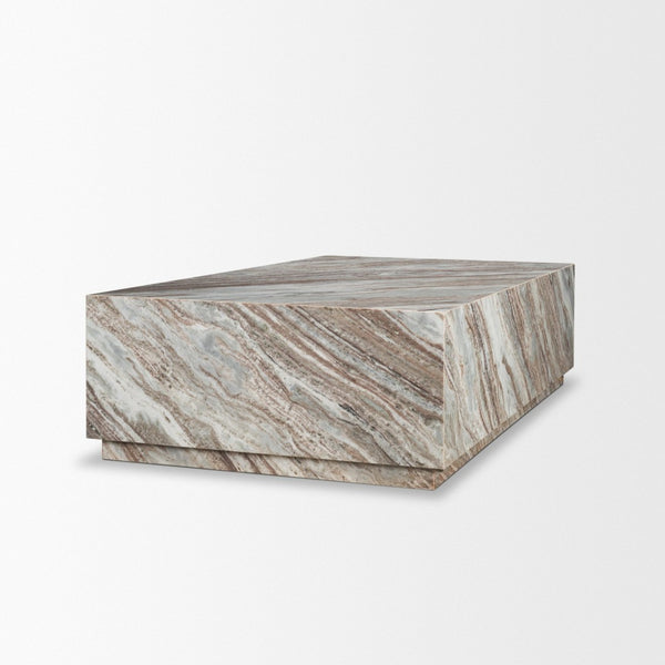 Mercana Matteo Solid Marble Coffee Table – Sculptural Centerpiece with Hidden Casters for Modern Living Spaces 71190